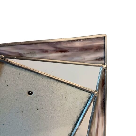 Vintage Purple Slag & Clear Stained Glass Photo Frame 5.5" Fits 3.5" Photo Fetco - Picture 5 of 9